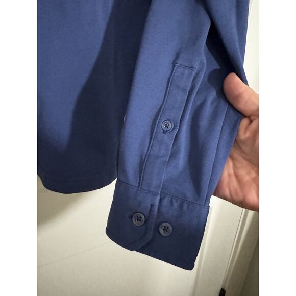 Veboon Polo Shirt Sz S Blue Long Sleeves Stretch Casual Gorpcore Comfort - Picture 3 of 12